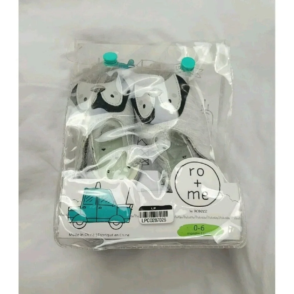 Ro+Me By Robeez Baby Slip On Crib Shoes Gray Penguin Booties Size 0-6 Mos NEW